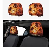 NSDdefAWCGT Car Seat Headrest Covers Set of 2 Palm Trees at Sunset Car Seat Head Rest Cover Protector Car Decor Interior Vehicle Accessories Functional Headrest Cover for Car Truck Auto