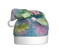 NSDdefAWCGT Christmas Hat Beautiful Lotus Flowers Santa Hat Holiday for Adults Unisex Xmas Cap for New Year Festive Party