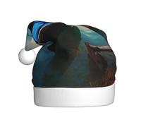 NSDdefAWCGT Christmas Hat Boat Landscape Picture Santa Hat Holiday for Adults Unisex Xmas Cap for New Year Festive Party