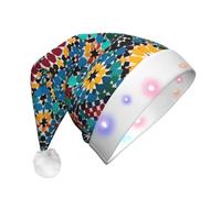 NSDdefAWCGT Christmas Hat Moroccan Color Pattern Santa Hat Holiday for Adults Unisex Xmas Cap for New Year Festive Party