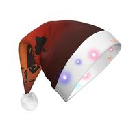 NSDdefAWCGT Christmas Hat Red and Brown World Map Santa Hat Holiday for Adults Unisex Xmas Cap for New Year Festive Party