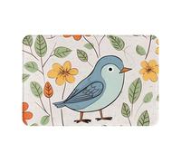 NSDdefAWCGT Front Door Mat Dirt Trapper Welcome Mat for Outdoor Indoor Bird and Flower Non-Slip Doormat Low Profile Entry Rug for Back Door Outside Patio Porch 16" x 24"