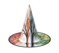 NSDdefAWCGT Halloween Women Witch Hat Beautiful Four Season Tree Wizard Hat for Adult Halloween Costume Witch Cap Cosplay