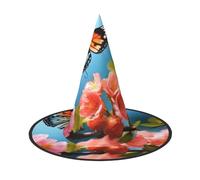 NSDdefAWCGT Halloween Women Witch Hat Butterfly With Flowers Wizard Hat for Adult Halloween Costume Witch Cap Cosplay