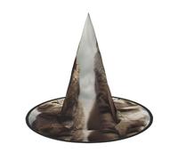 NSDdefAWCGT Halloween Women Witch Hat Cat Standing Under Blue Sky Wizard Hat for Adult Halloween Costume Witch Cap Cosplay