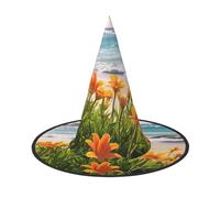 NSDdefAWCGT Halloween Women Witch Hat flowers at the beach Wizard Hat for Adult Halloween Costume Witch Cap Cosplay