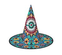 NSDdefAWCGT Halloween Women Witch Hat Moroccan Color Pattern Wizard Hat for Adult Halloween Costume Witch Cap Cosplay