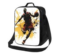 NSDdefAWCGT Insulated Lunch Bag for Women Men Lunchbox with Adjustable Shoulder Strap Basketball Man Dribbling in The Air Luch Tote Bag for Picnic