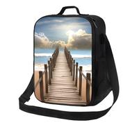 NSDdefAWCGT Insulated Lunch Bag for Women Men Lunchbox with Adjustable Shoulder Strap Beach Bridge Luch Tote Bag for Picnic