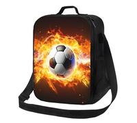 NSDdefAWCGT Insulated Lunch Bag for Women Men Lunchbox with Adjustable Shoulder Strap Burning Soccer Ball Luch Tote Bag for Picnic