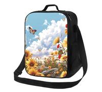 NSDdefAWCGT Insulated Lunch Bag for Women Men Lunchbox with Adjustable Shoulder Strap Sunflowers and Butterflies Luch Tote Bag for Picnic