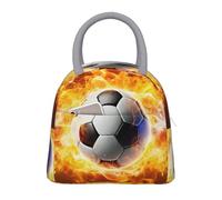 NSDdefAWCGT Insulated Lunch Bag for Women Men Portable Leak-Proof Cool Bag Burning Soccer Ball Lunch Box for Picnic