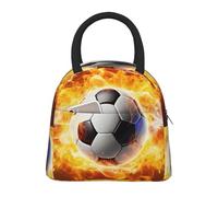 NSDdefAWCGT Insulated Lunch Bag for Women Men Portable Leak-Proof Cool Bag Burning Soccer Ball Lunch Box for Picnic
