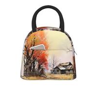 NSDdefAWCGT Insulated Lunch Bag for Women Men Portable Leak-Proof Cool Bag Old House and Trees Lunch Box for Picnic