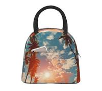NSDdefAWCGT Insulated Lunch Bag for Women Men Portable Leak-Proof Cool Bag Palm Trees and Clouds Lunch Box for Picnic