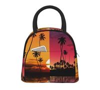 NSDdefAWCGT Insulated Lunch Bag for Women Men Portable Leak-Proof Cool Bag Palm Trees and Sunset Lunch Box for Picnic