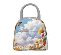 NSDdefAWCGT Insulated Lunch Bag for Women Men Portable Leak-Proof Cool Bag Sunflowers and Butterflies Lunch Box for Picnic