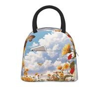 NSDdefAWCGT Insulated Lunch Bag for Women Men Portable Leak-Proof Cool Bag Sunflowers and Butterflies Lunch Box for Picnic