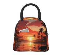 NSDdefAWCGT Insulated Lunch Bag for Women Men Portable Leak-Proof Cool Bag Sunset with Palm Trees Lunch Box for Picnic