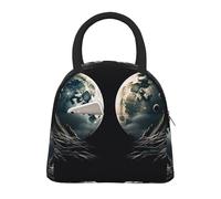 NSDdefAWCGT Insulated Lunch Bag for Women Men Portable Leak-Proof Cool Bag Two Moons Lunch Box for Picnic