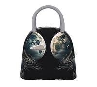 NSDdefAWCGT Insulated Lunch Bag for Women Men Portable Leak-Proof Cool Bag Two Moons Lunch Box for Picnic