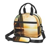 NSDdefAWCGT Insulated Lunch Bag for Women Men Reusable Small Lunchbox Boat on The Ocean Portable Lunch Box for Work Picnic