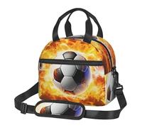 NSDdefAWCGT Insulated Lunch Bag for Women Men Reusable Small Lunchbox Burning Soccer Ball Portable Lunch Box for Work Picnic