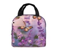 NSDdefAWCGT Insulated Lunch Bag for Women Men Reusable Small Lunchbox Butterflies and Flowers Portable Lunch Box for Work Picnic