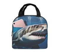 NSDdefAWCGT Insulated Lunch Bag for Women Men Reusable Small Lunchbox Great White Shark Portable Lunch Box for Work Picnic