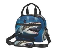NSDdefAWCGT Insulated Lunch Bag for Women Men Reusable Small Lunchbox Great White Shark Portable Lunch Box for Work Picnic