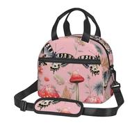 NSDdefAWCGT Insulated Lunch Bag for Women Men Reusable Small Lunchbox Two Butterflies and Mushrooms Portable Lunch Box for Work Picnic