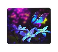 NSDdefAWCGT Mouse Pad for Gaming 10 x 12 inch Blue Purple Flower Butterfly Mousepad Cute Square Mousepad Non-Slip Rubber Base Mouse Mat with Designs for Laptop Computer Office