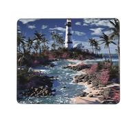NSDdefAWCGT Mouse Pad for Gaming 7.9 x 9.5 in Lighthouse and Palm Trees Mousepad Cute Square Mousepad Non-Slip Rubber Base Mouse Mat with Designs for Laptop Computer Office