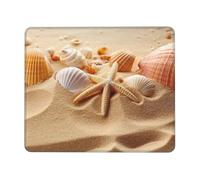 NSDdefAWCGT Mouse Pad for Gaming 7 x 8.6 in Beach Shell Sand Mousepad Cute Square Mousepad Non-Slip Rubber Base Mouse Mat with Designs for Laptop Computer Office