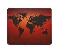 NSDdefAWCGT Mouse Pad for Gaming 8.3 x 10.3 in Red and Brown World Map Mousepad Cute Square Mousepad Non-Slip Rubber Base Mouse Mat with Designs for Laptop Computer Office