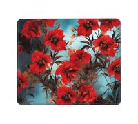 NSDdefAWCGT Mouse Pad for Gaming 8.3 x 10.3 in Red Flowers Mousepad Cute Square Mousepad Non-Slip Rubber Base Mouse Mat with Designs for Laptop Computer Office