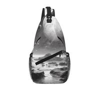 NSDdefAWCGT Sling Bag for Women Men Chest Bag Daypack Fanny Pack Black and White Image Cross Body Bag for Outdoor Hiking Travel