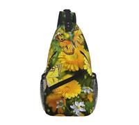 NSDdefAWCGT Sling Bag for Women Men Chest Bag Daypack Fanny Pack Butterfly and Yellow Daisies Cross Body Bag for Outdoor Hiking Travel
