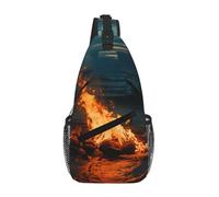 NSDdefAWCGT Sling Bag for Women Men Chest Bag Daypack Fanny Pack Fire By The Sea Cross Body Bag for Outdoor Hiking Travel