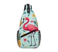 NSDdefAWCGT Sling Bag for Women Men Chest Bag Daypack Fanny Pack Flamingo and Pineapple Cross Body Bag for Outdoor Hiking Travel