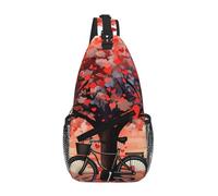NSDdefAWCGT Sling Bag for Women Men Chest Bag Daypack Fanny Pack Heart Tree Bicycle Cross Body Bag for Outdoor Hiking Travel