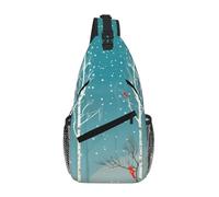 NSDdefAWCGT Sling Bag for Women Men Chest Bag Daypack Fanny Pack Merry Christmas Birch Tree Cross Body Bag for Outdoor Hiking Travel