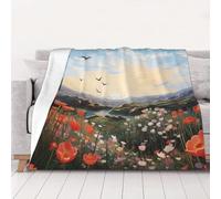 NSDdefAWCGT Throw Blanket for Couch Soft Lightweight Bed Blanket Birds Flying Over Flower Fields Portable Throw Blankets for Bed Sofa Camping and Travel Home Decor 80"x60"