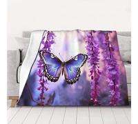 NSDdefAWCGT Throw Blanket for Couch Soft Lightweight Bed Blanket Flower Butterfly on Wisteria Portable Throw Blankets for Bed Sofa Camping and Travel Home Decor 50"x40"