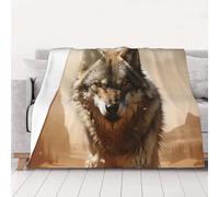 NSDdefAWCGT Throw Blanket for Couch Soft Lightweight Bed Blanket Wolf in Desert Portable Throw Blankets for Bed Sofa Camping and Travel Home Decor 40"x30"