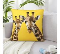 NSDdefAWCGT Throw Pillow Cover 16"x16" Giraffe on Yellow Background Throw Pillow Case Farmhouse Couch Pillow Case Square Cushion Pillowcase Soft Luxurious Decor Throw Pillows for Couch Bed Home Decor