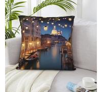 NSDdefAWCGT Throw Pillow Cover 18"x18" beautiful venice at night Throw Pillow Case Farmhouse Couch Pillow Case Square Cushion Pillowcase Soft Luxurious Decor Throw Pillows for Couch Bed Home Decor