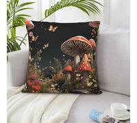 NSDdefAWCGT Throw Pillow Cover 20"x20" Fairy Tale Style Mushrooms Throw Pillow Case Farmhouse Couch Pillow Case Square Cushion Pillowcase Soft Luxurious Decor Throw Pillows for Couch Bed Home Decor