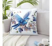 NSDdefAWCGT Throw Pillow Cover 26"x26" Blue Flowers and Birds Throw Pillow Case Farmhouse Couch Pillow Case Square Cushion Pillowcase Soft Luxurious Decor Throw Pillows for Couch Bed Home Decor