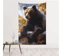 NSDdefAWCGT Vintage Aesthetic Tapestry Flower Plants Wall Tapestry Decor Flag Bear on The Branch Tapestries for Bedroom Living Room Dorm Cute Bedroom Decor 102 x 152 cm